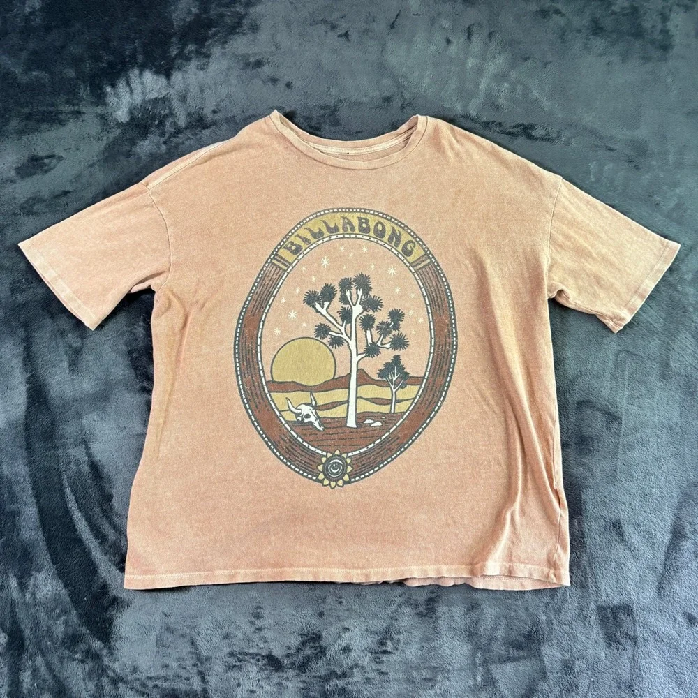 Billabong Womens Small Desert T-Shirt Terracotta Joshua Tree Skull Relaxed - Picture 3 of 8